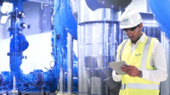 A worker browsing a tablet
